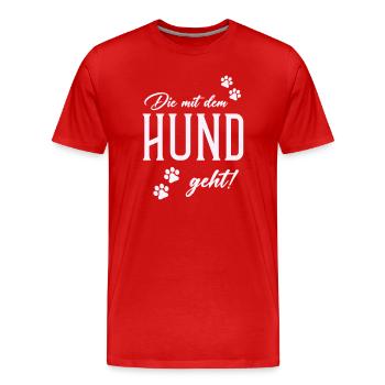 Dog and walking style - Men's Premium Organic T-Shirt - red - Front - Damien (186cm)
