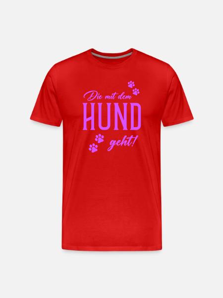 Die mit dem Hund geht  - Männer Premium Bio T-Shirt - Rot