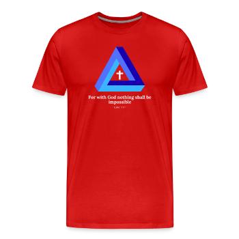 Car avec Dieu, rien ne sera impossible. Trappe - T-shirt bio Premium Homme - rouge - Devant - Damien (186cm)