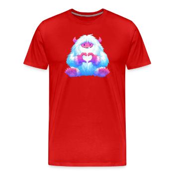 Kuscheliges Herzmonster - Männer Premium Bio T-Shirt - Rot - Vorne - Damien (186cm)