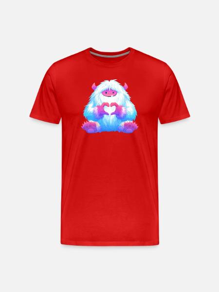 Cuddly heart monster - Men's Premium Organic T-Shirt - red