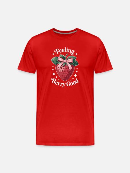 Erdbeeren Sprüche Lustiges Erdbeeren Geschenk - Männer Premium Bio T-Shirt - Rot