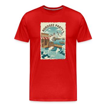 North Sea Party - Men's Premium Organic T-Shirt - red - Front - Damien (186cm)