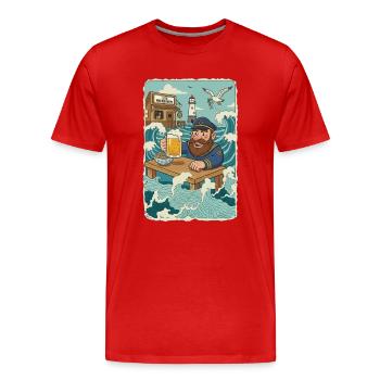 Last North Sea pub - Men's Premium Organic T-Shirt - red - Front - Damien (186cm)