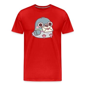 Pigeon mignon avec une lettre d’amour - T-shirt bio Premium Homme - rouge - Devant - Damien (186cm)