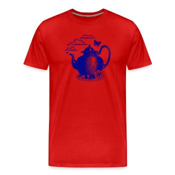 Bouilloire bleue dans la magie des nuages - T-shirt bio Premium Homme - rouge - Devant - Damien (186cm)
