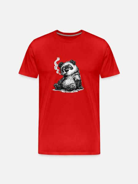 Meh Bear – Unbothered Sketch (Sarcasm) - Men's Premium Organic T-Shirt - red