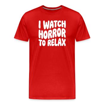 L’horreur pour se détendre - T-shirt bio Premium Homme - rouge - Devant - Damien (186cm)