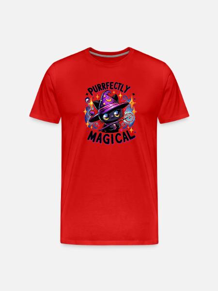 Purrfekt Magical Cat Spells - Men's Premium Organic T-Shirt - red