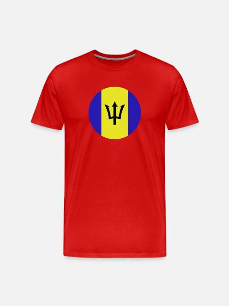 Runde Barbados-Flagge - Männer Premium Bio T-Shirt - Rot