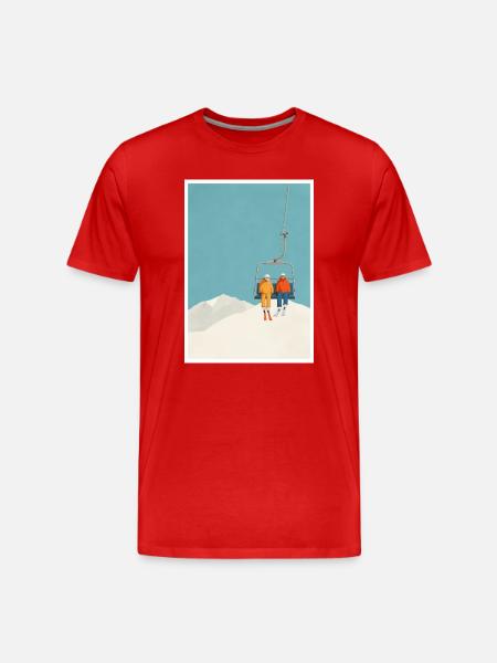 Snowbound Ski Lift Duo - Men's Premium Organic T-Shirt - red