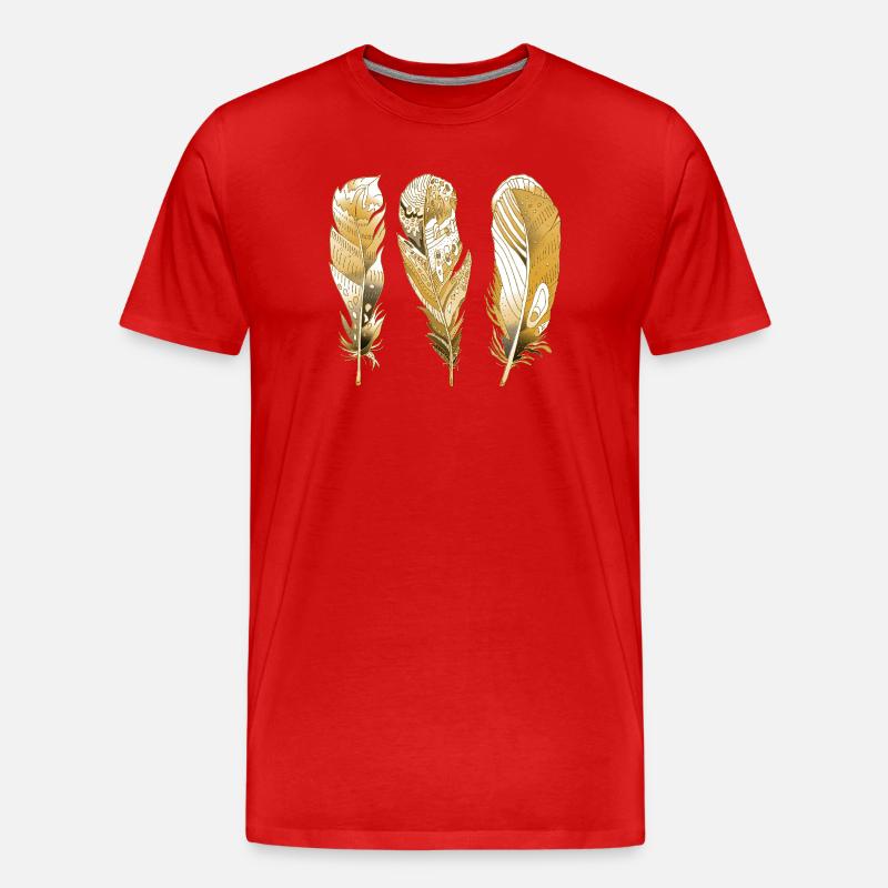 Feder - Männer Premium Bio T-Shirt - Rot