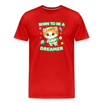 Né pour être un chaton astronaute rêveur - Neutre 1 - T-shirt bio Premium Homme - rouge - Devant - Damien (186cm)