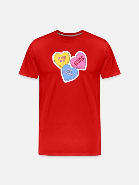 Pastel Hearts Love Messages - Men's Premium Organic T-Shirt - red