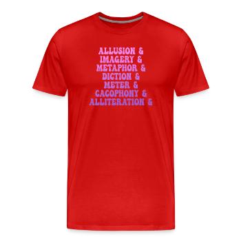 Literary Devices Montage - Men's Premium Organic T-Shirt - red - Front - Damien (186cm)
