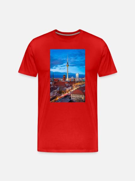 Berlin Skyline Evening Light - Men's Premium Organic T-Shirt - red