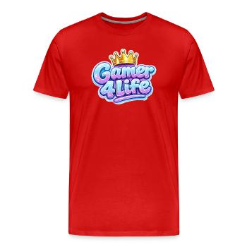 Gamer 4 Life Krone Design - Männer Premium Bio T-Shirt - Rot - Vorne - Damien (186cm)