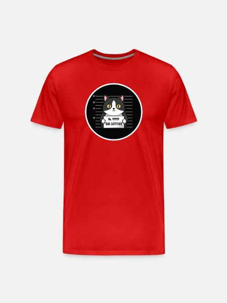 Bad Cattitude Cat Mugshot - Men's Premium Organic T-Shirt - red