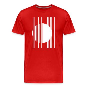 Circular Orbit Stripes - Men's Premium Organic T-Shirt - red - Front - Damien (186cm)