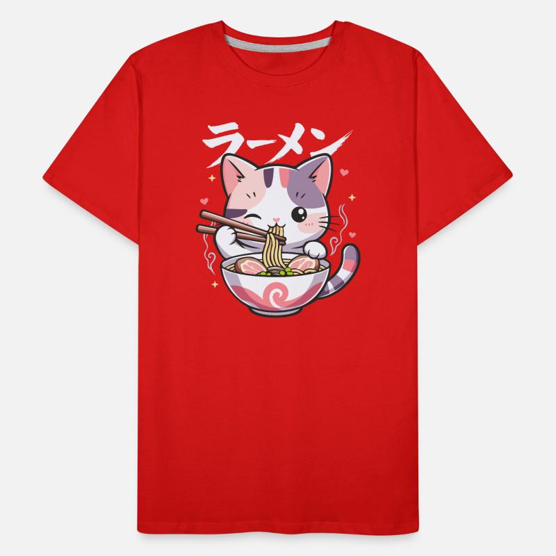 Ramen Chat Kawaii mignon T-shirt bio Premium Homme