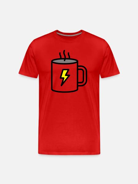 Strong Coffee Cup Electricity - Men's Premium Organic T-Shirt - red