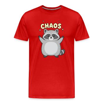 Chaos Waschbär-Jubel - Männer Premium Bio T-Shirt - Rot - Vorne - Damien (186cm)