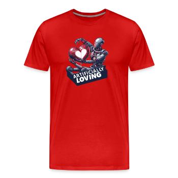 Robotic love of the heart - Men's Premium Organic T-Shirt - red - Front - Damien (186cm)