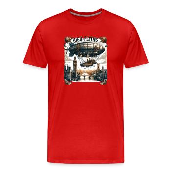 Hochfliegendes Luftschiff über London - Männer Premium Bio T-Shirt - Rot - Vorne - Damien (186cm)