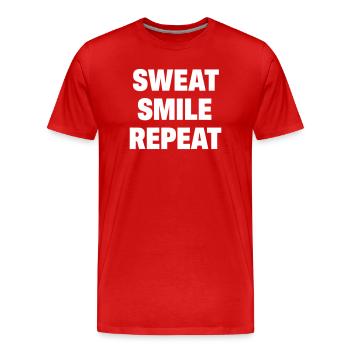 Sourire en sueur, répéter - T-shirt bio Premium Homme - rouge - Devant - Damien (186cm)