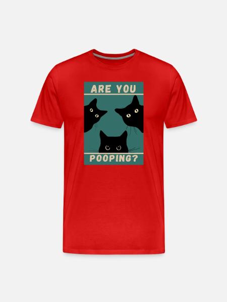 Are You Pooping? Cats black - Men's Premium Organic T-Shirt - red