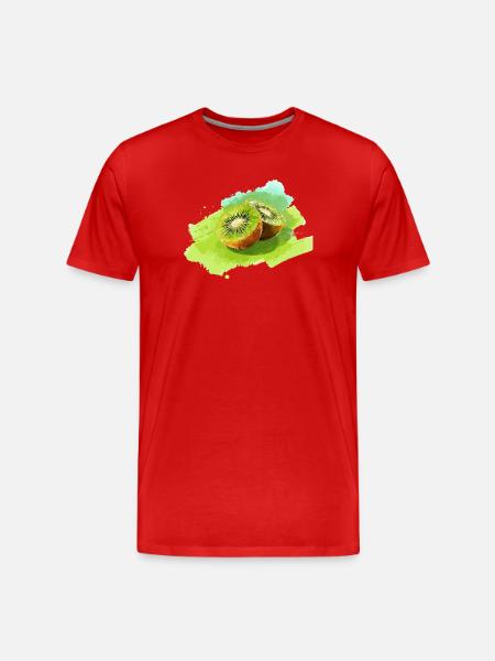 Kiwi Aquarell Spritzer - Männer Premium Bio T-Shirt - Rot