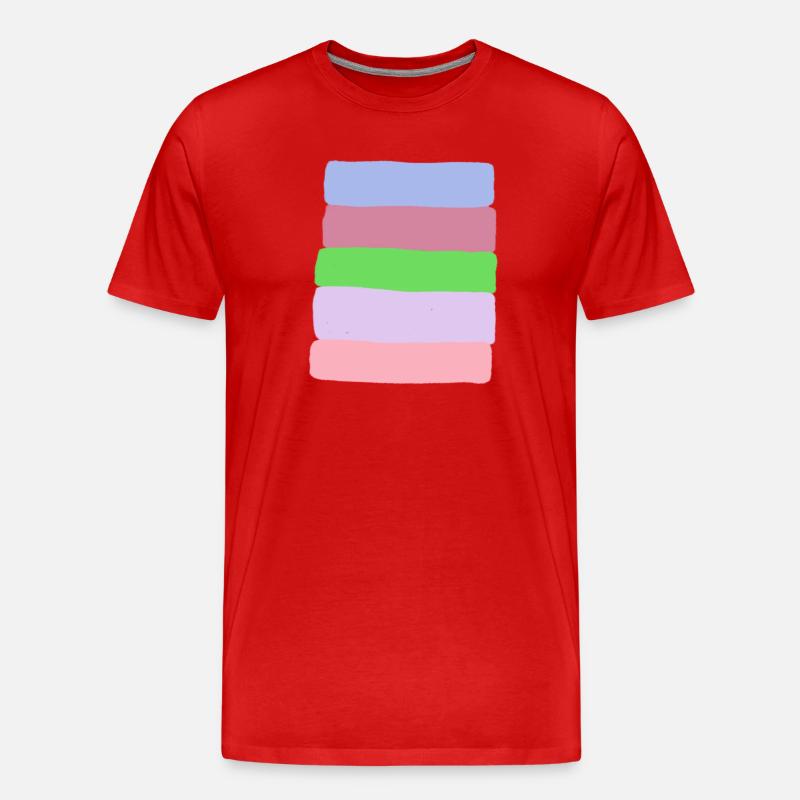 Pastellstreifen-Stack - Männer Premium Bio T-Shirt - Rot