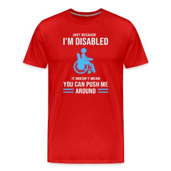 wheelchair - Men's Premium Organic T-Shirt - red - Front - Damien (186cm)