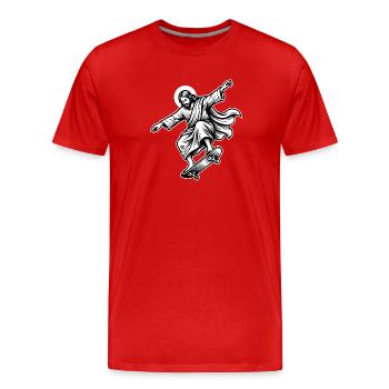 Jesus Skateboard – lustiges Skate-Meme - Männer Premium Bio T-Shirt - Rot - Vorne - Damien (186cm)