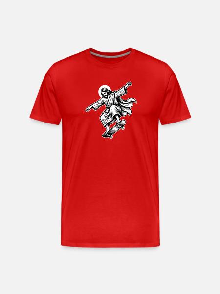  Jesus Skateboard - Funny Skate Meme  - Men's Premium Organic T-Shirt - red