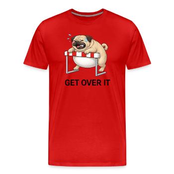 Ironic Saying Pug Overweight Hurdles - Men's Premium Organic T-Shirt - red - Front - Damien (186cm)