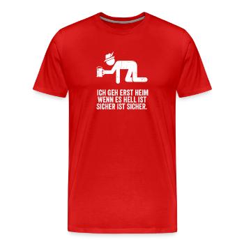 Sicher ist sicher (Bier-Motiv) - Männer Premium Bio T-Shirt - Rot - Vorne - Damien (186cm)