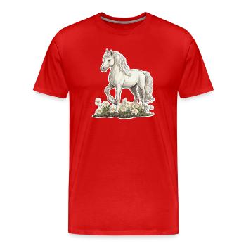 Cheval sur la prairie - T-shirt bio Premium Homme - rouge - Devant - Damien (186cm)