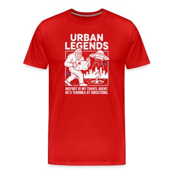 Agent de voyage Bigfoot – Humour des légendes urbaines - T-shirt bio Premium Homme - rouge - Devant - Damien (186cm)