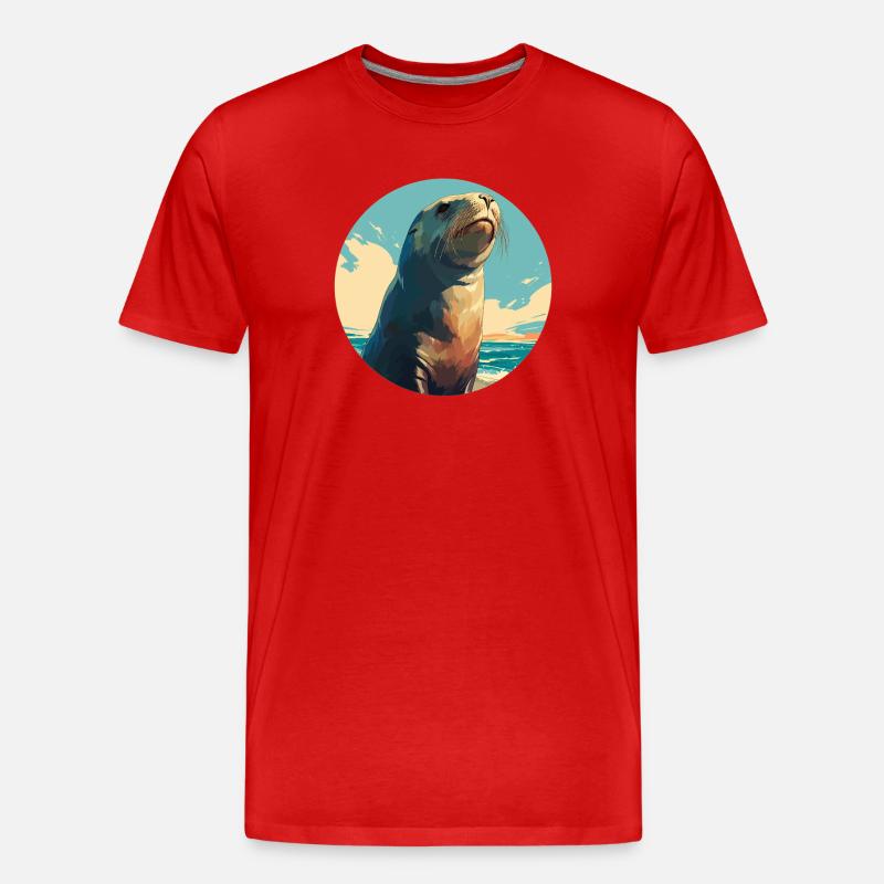 Seelöwen Seelöwe - Männer Premium Bio T-Shirt - Rot