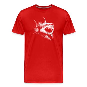 Black and White Shark Silhouette - Men's Premium Organic T-Shirt - red - Front - Damien (186cm)
