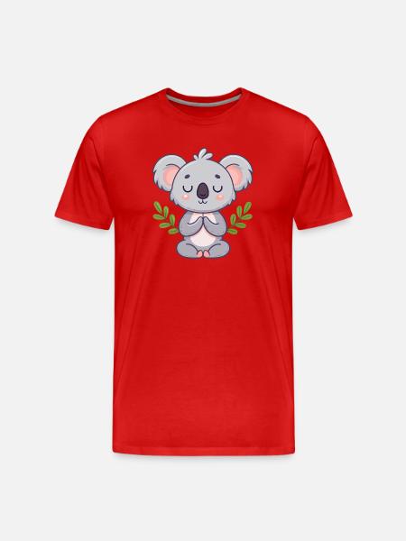 Zen Koala in meditation - Men's Premium Organic T-Shirt - red
