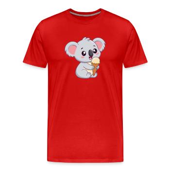 Gourmet-Koala mit Eis - Männer Premium Bio T-Shirt - Rot - Vorne - Damien (186cm)
