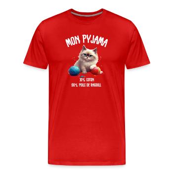 Ragdoll Humor Katzenhaar-Schlafanzug - Männer Premium Bio T-Shirt - Rot - Vorne - Damien (186cm)