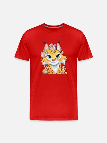 Floral Wreath Leopard Magic - Men's Premium Organic T-Shirt - red