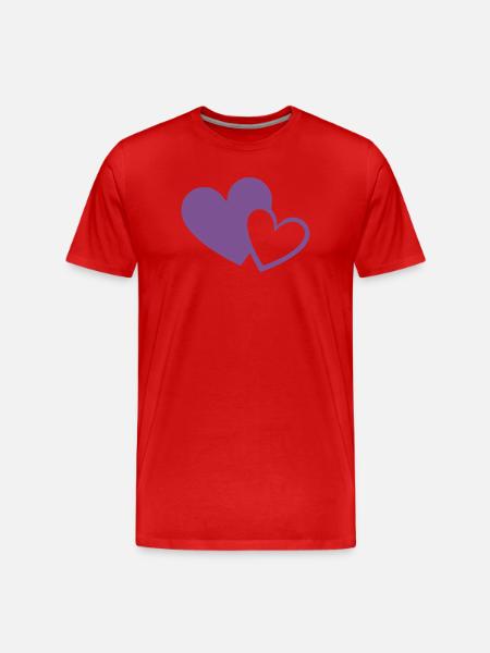 violet heart two violet hearts gift - Men's Premium Organic T-Shirt - red