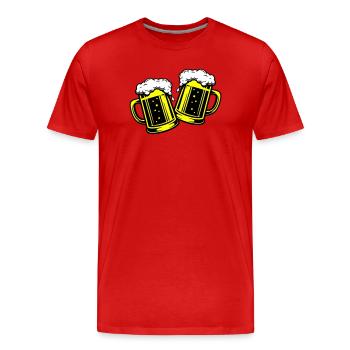 Toast de bière verre - T-shirt bio Premium Homme - rouge - Devant - Damien (186cm)