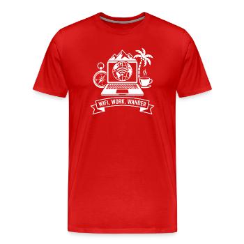 WLAN Wanderlust Laptop Design - Men's Premium Organic T-Shirt - red - Front - Damien (186cm)
