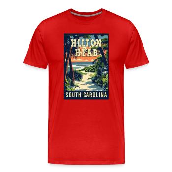 Découvrez le charme de Hilton Head en Caroline du Sud - T-shirt bio Premium Homme - rouge - Devant - Damien (186cm)