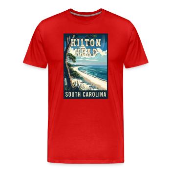 Découvrez le charme de Hilton Head en Caroline du Sud - T-shirt bio Premium Homme - rouge - Devant - Damien (186cm)